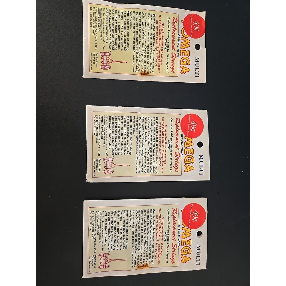 3 - Yomega Yoyo Replacement 1990s‎ Cream Strings Each Pack Vintage